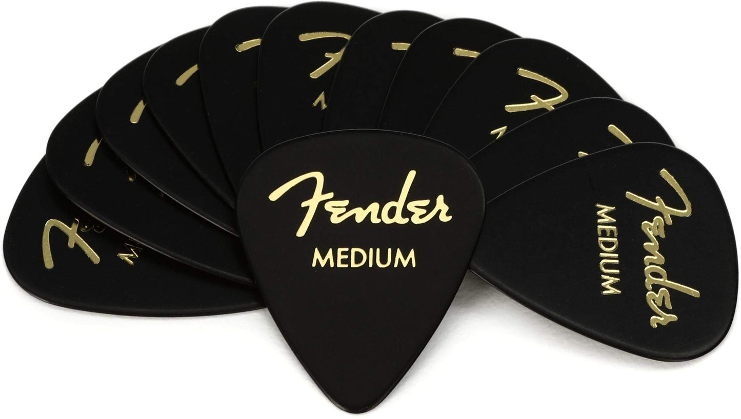 Fender Classic Celluloid Guitar Picks 351 Shape  Black  Medium  12-Pack