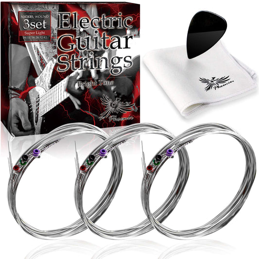 Phoenix Electric Guitar Strings 3 Sets Nickel Well-balanced sound qualit