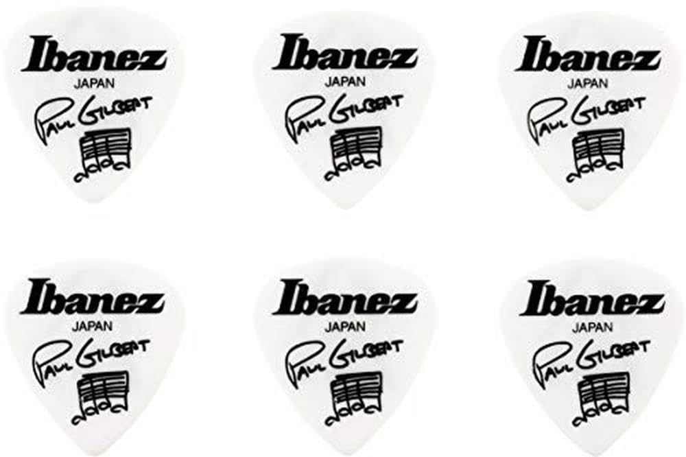 Ibanez B1000PG Paul Gilbert Signature Picks  6 Pack  White