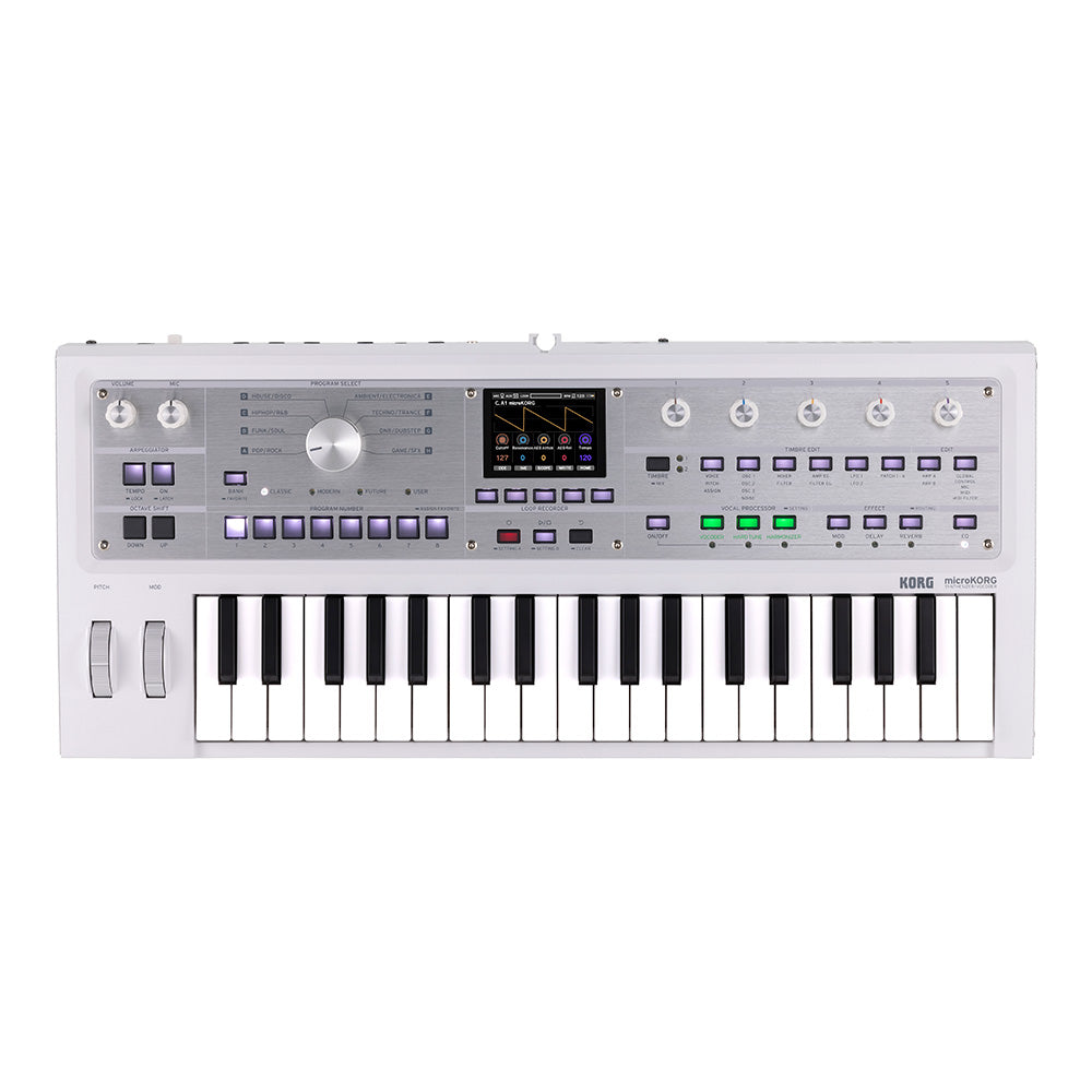 KORG microKORG 2 SYNTHSIZER VOCODER 37 key MK-2 MWH Metallic White w/soft case