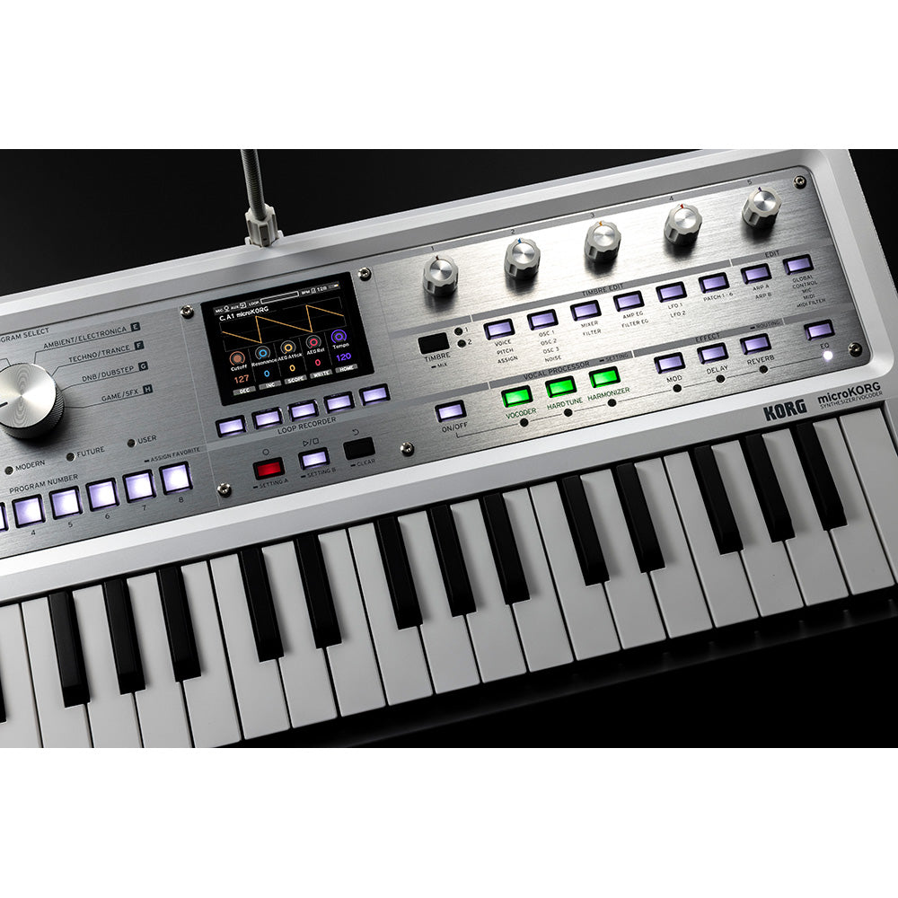 KORG microKORG 2 SYNTHSIZER VOCODER 37 key MK-2 MWH Metallic White w/soft case