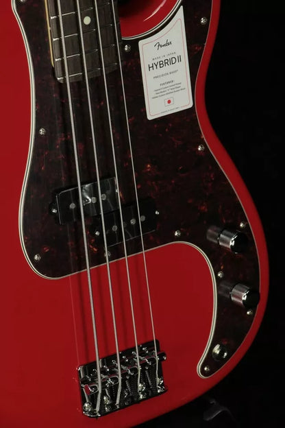 Fender Made in Japan Hybrid II Precision Bass Modena Red Electric Bass w/case