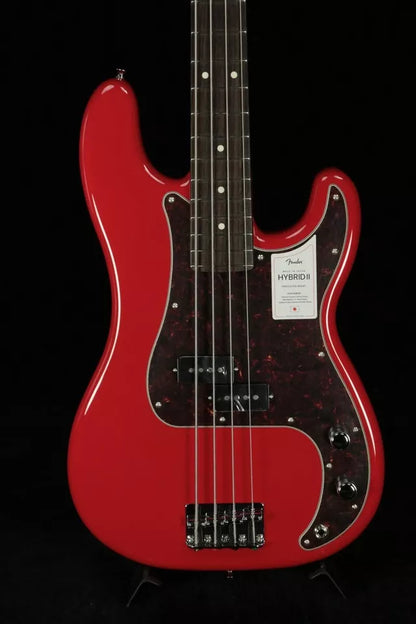 Fender Made in Japan Hybrid II Precision Bass Modena Red Electric Bass w/case