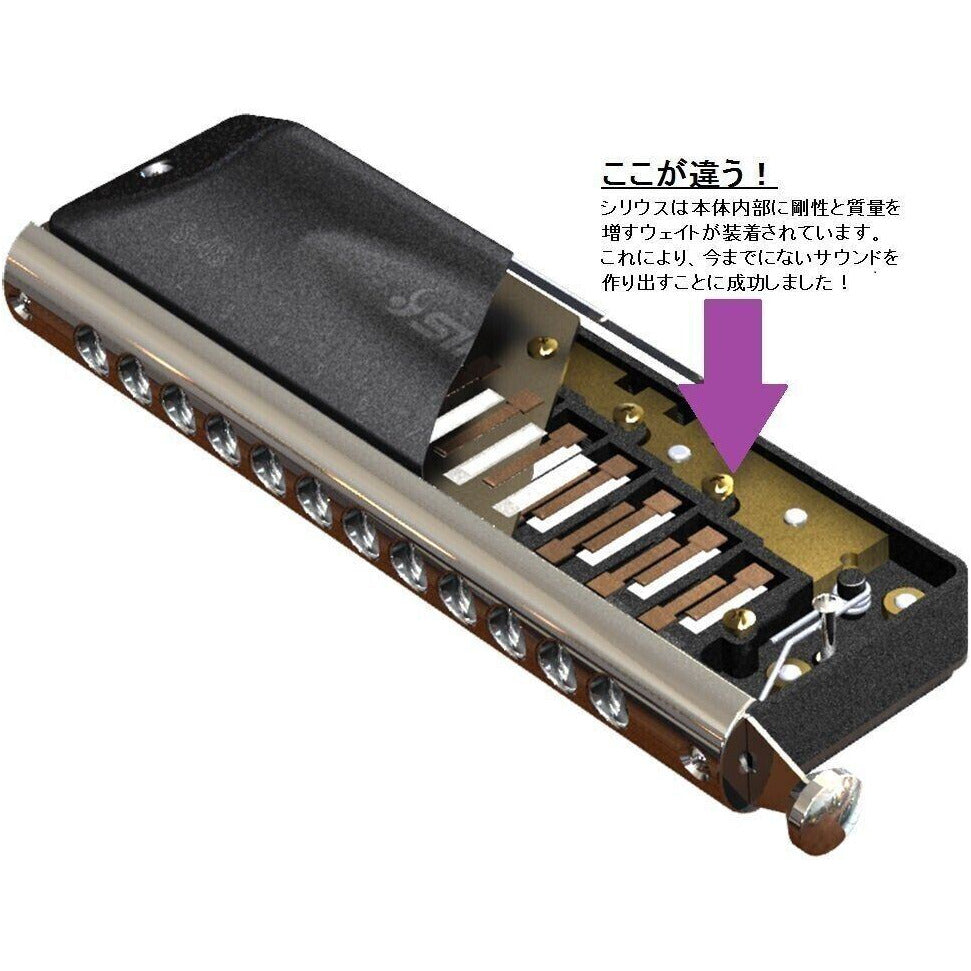 SUZUKI S-64CW Chromatic Harmonica Sirius Series Wooden Cover Model New with case