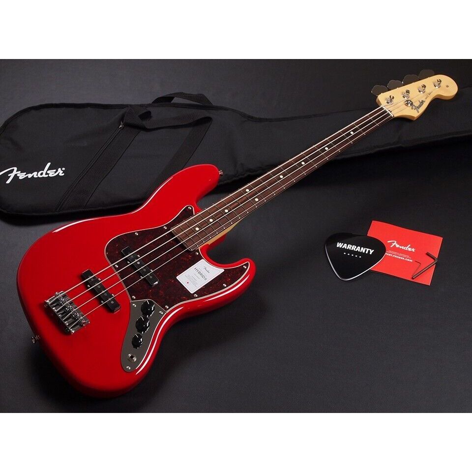 Fender Made in Japan Hybrid II Jazz Bass Modena Red Electric Bass Guitar Case